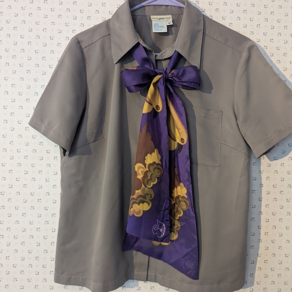 💜 Vintage Purple Gold Scarf Bird Grapes Long Scarf Japan Association Acetate